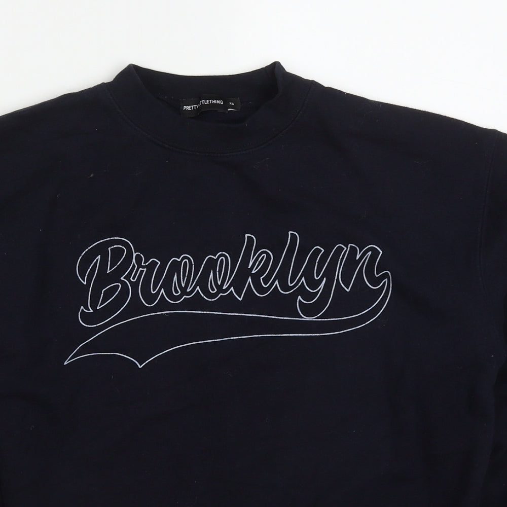 PRETTYLITTLETHING Womens Blue  Cotton Pullover Sweatshirt Size XS  Pullover - Brooklyn