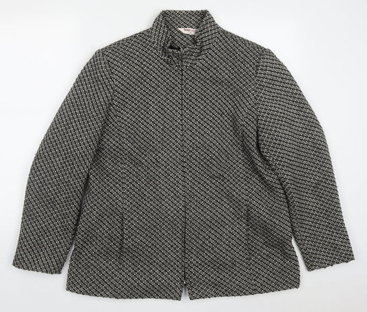 Bonmarché Womens Grey Geometric  Jacket Coat Size 20  Zip