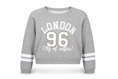 915 Generation Girls Grey  Cotton Pullover Sweatshirt Size 14-15 Years   - Cropepd