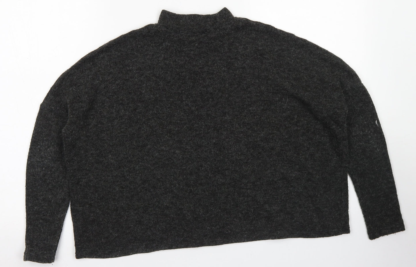 Divided Womens Grey  Acrylic Cropped T-Shirt Size XS Mock Neck - Cropped