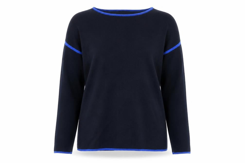 Dorothy Perkins Womens Blue Round Neck  Cotton Pullover Jumper Size 12