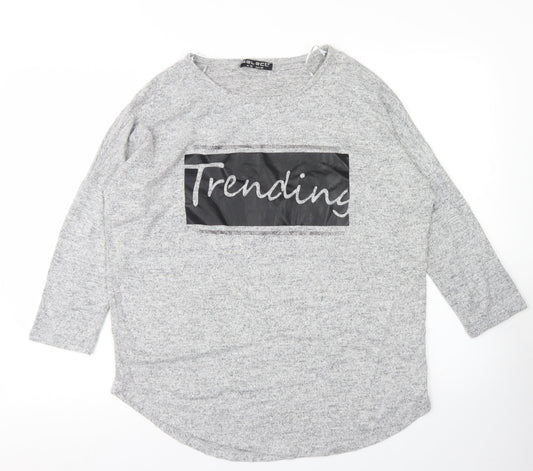Select Womens Grey  Polyester Basic T-Shirt Size 12 Round Neck