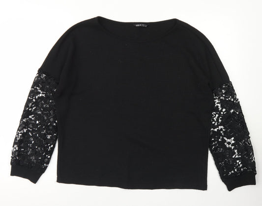 SheIn Womens Black  Cotton Pullover Sweatshirt Size S   - Lace Sleeves