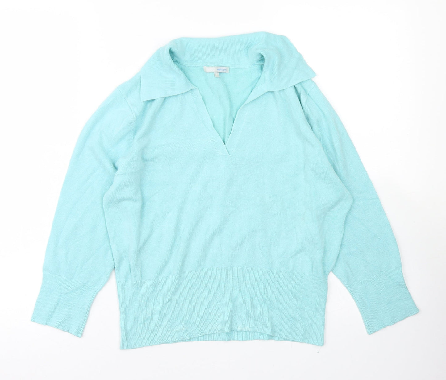 Nouveau Edition Womens Blue Collared  Viscose Pullover Jumper Size L