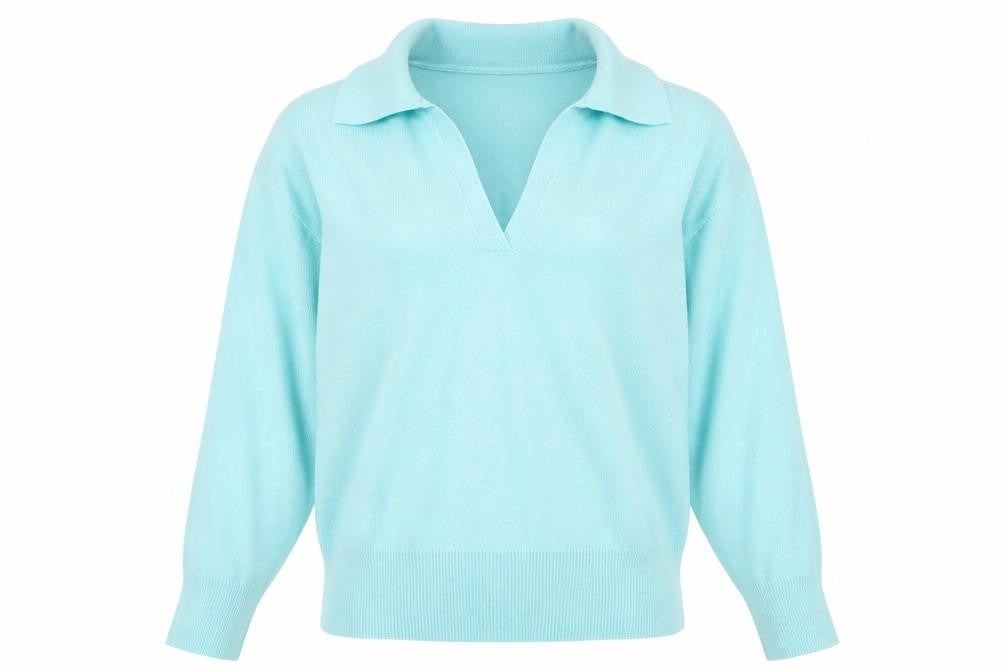 Nouveau Edition Womens Blue Collared  Viscose Pullover Jumper Size L