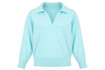 Nouveau Edition Womens Blue Collared  Viscose Pullover Jumper Size L