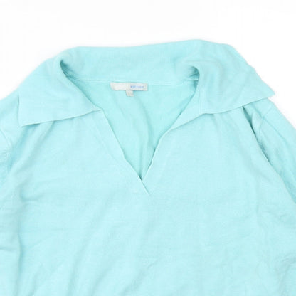 Nouveau Edition Womens Blue Collared  Viscose Pullover Jumper Size L
