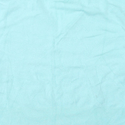 Nouveau Edition Womens Blue Collared  Viscose Pullover Jumper Size L