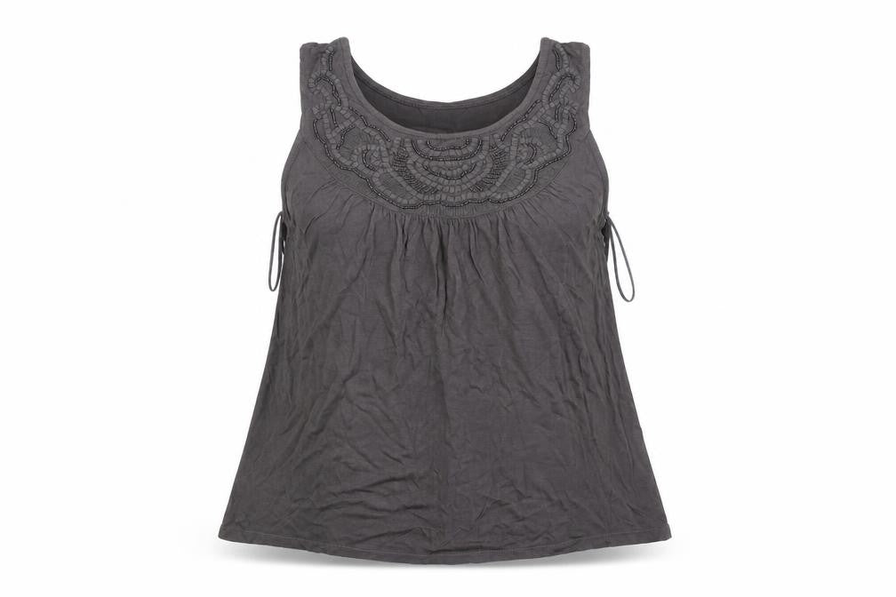 Monsoon Womens Grey  Viscose Basic Tank Size 10 Round Neck