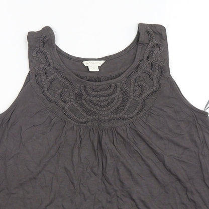 Monsoon Womens Grey  Viscose Basic Tank Size 10 Round Neck