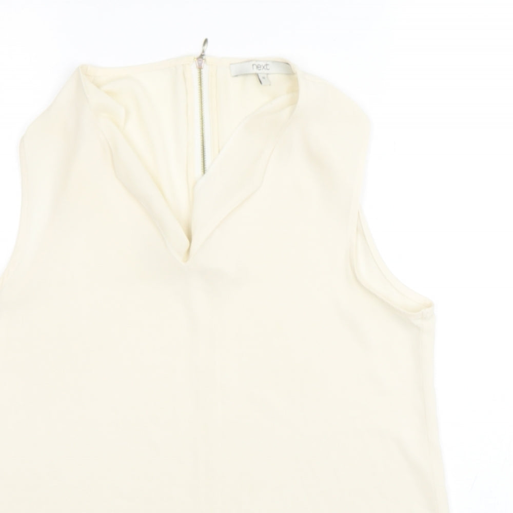 NEXT Womens Beige  Polyester Basic Blouse Size 10 V-Neck