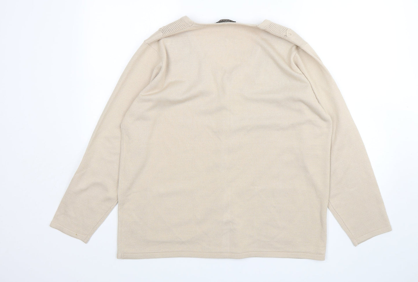 Alexara Womens Beige V-Neck  Acrylic Cardigan Jumper Size L