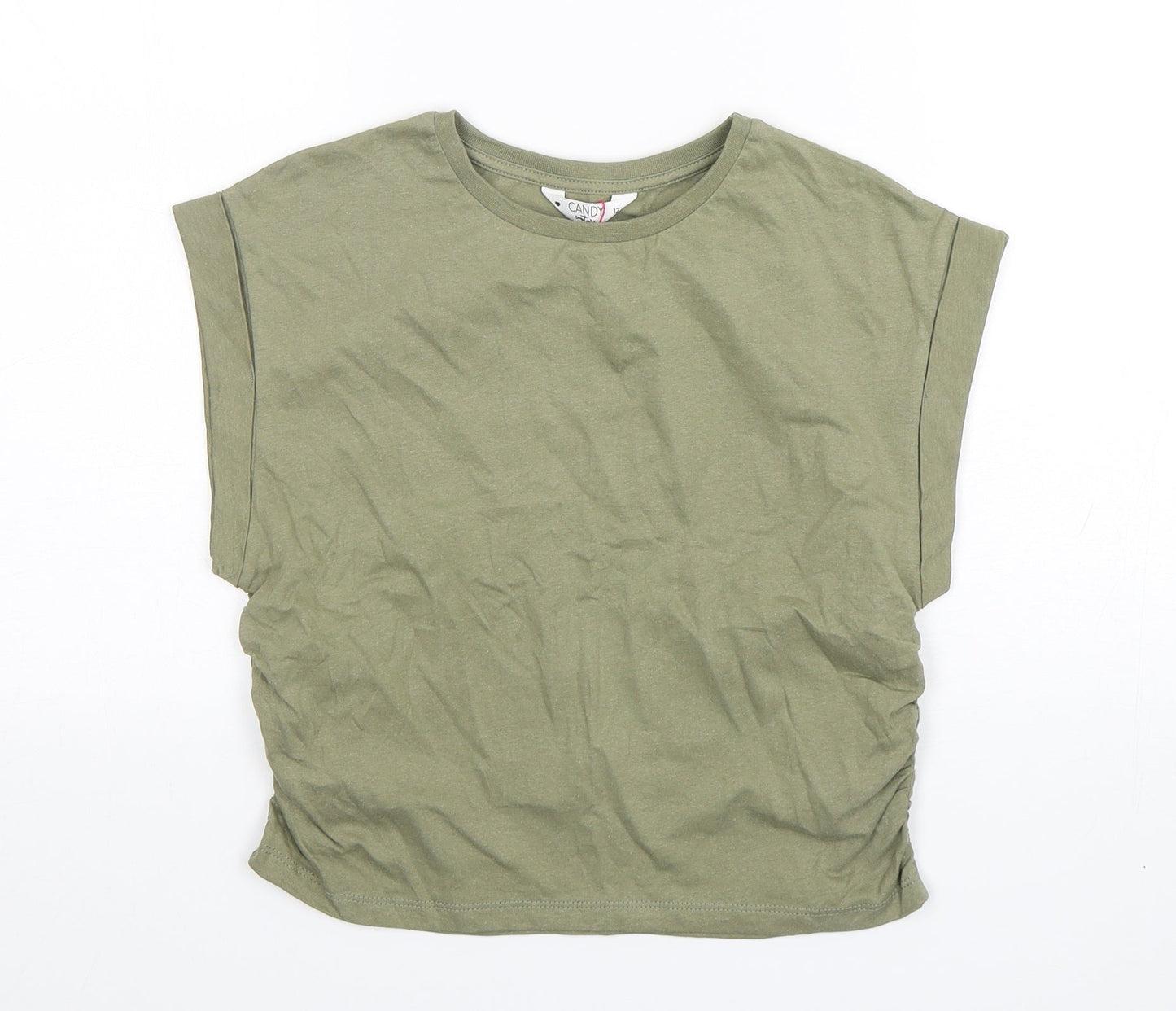Matalan Boys Green  Cotton Basic T-Shirt Size 12 Years Round Neck