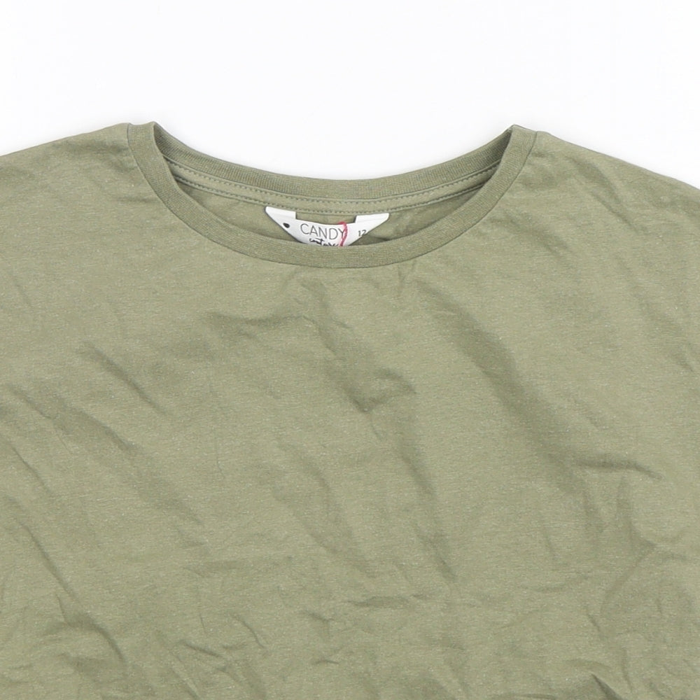 Matalan Boys Green  Cotton Basic T-Shirt Size 12 Years Round Neck