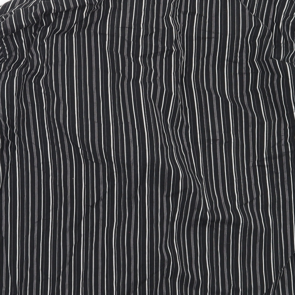 NEXT Mens Black Striped Cotton  Button-Up Size L Collared