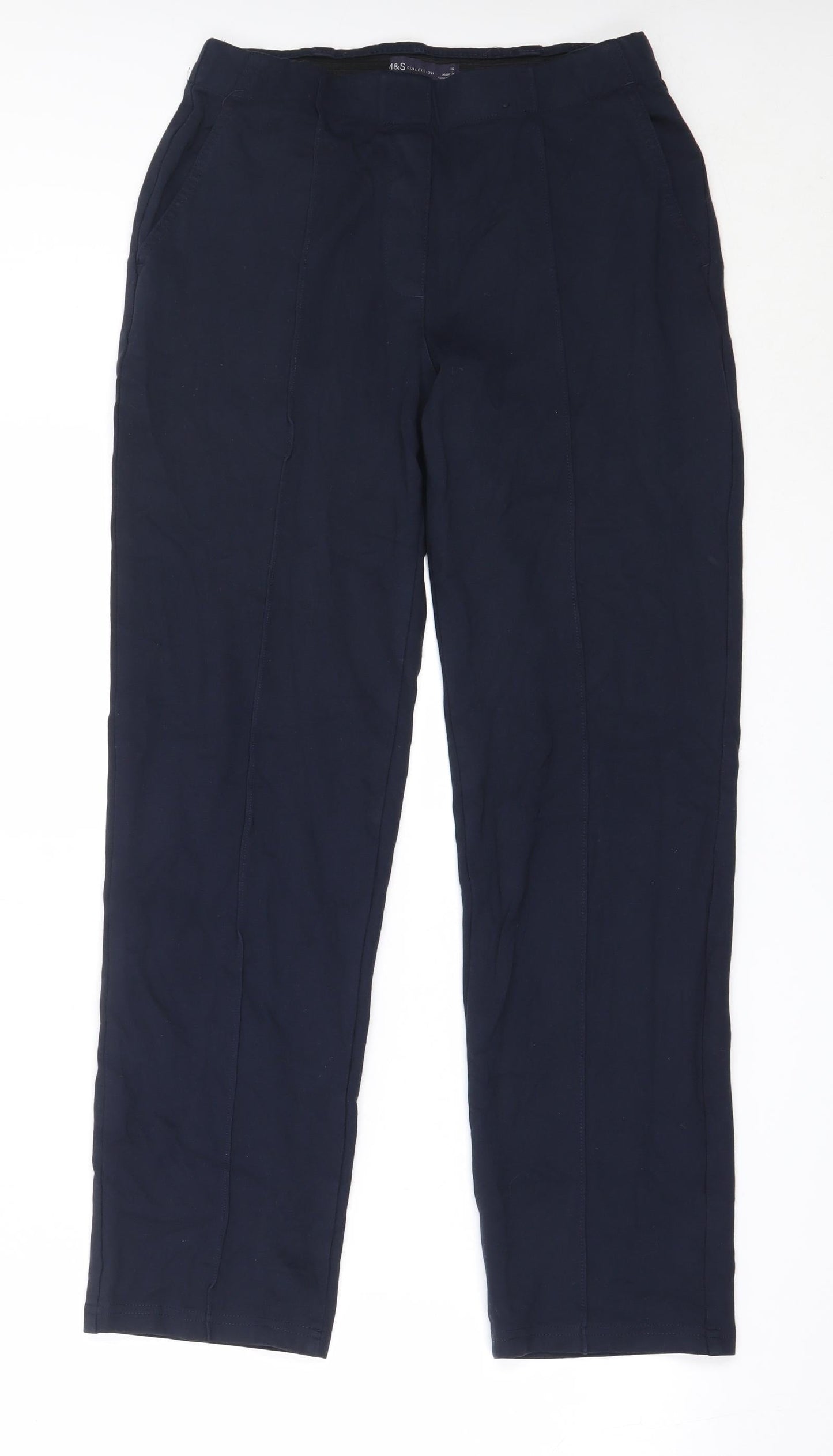 Marks and Spencer Womens Blue  Cotton Sweatpants Trousers Size 10 L28 in Regular