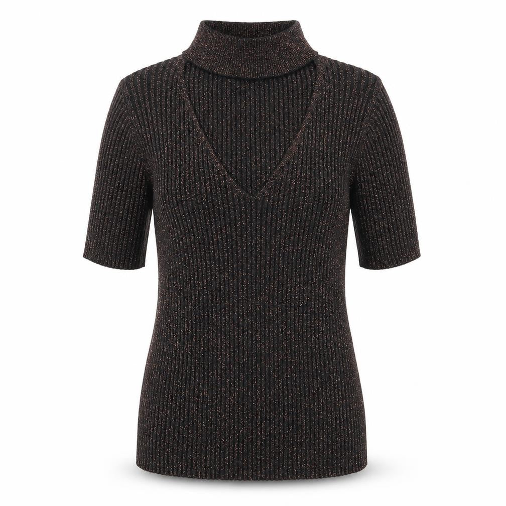 New Look Womens Black  Viscose Basic Blouse Size 8 V-Neck
