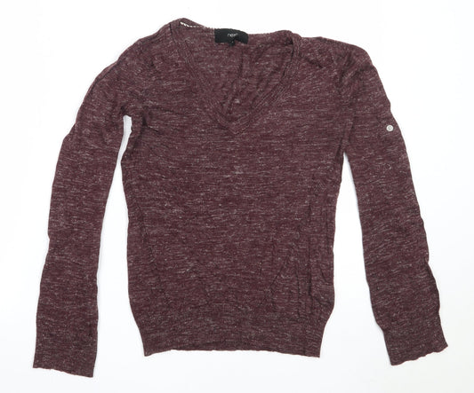 NEXT Womens Purple V-Neck  Acrylic Pullover Jumper Size 8
