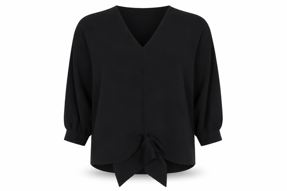 Primark Womens Black  Polyester Basic Blouse Size 12 V-Neck