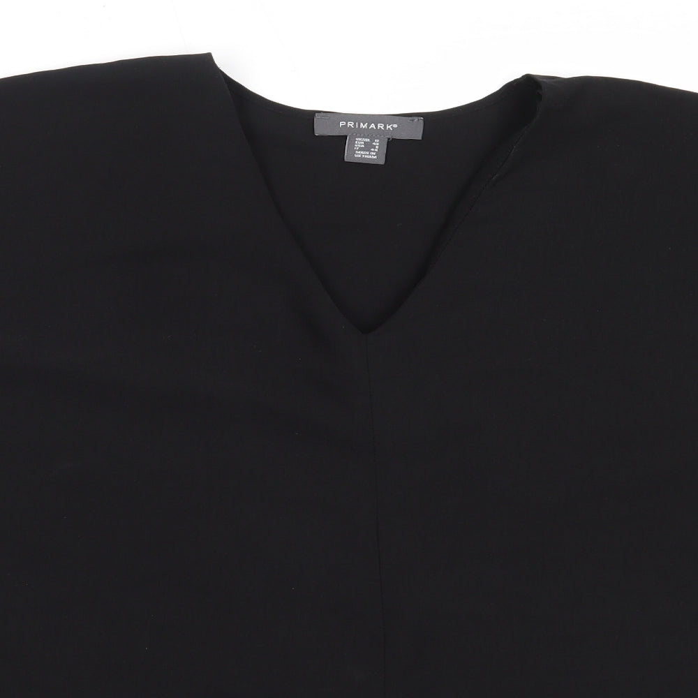 Primark Womens Black  Polyester Basic Blouse Size 12 V-Neck