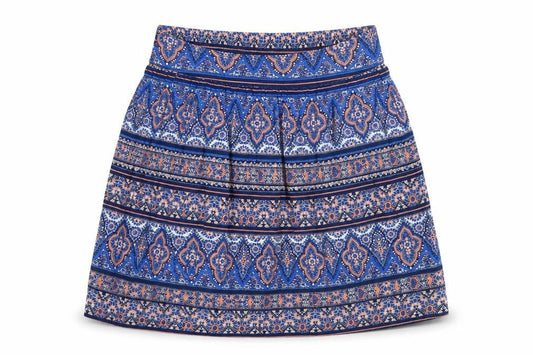 New Look Womens Blue Geometric Viscose Flare Skirt Size 10