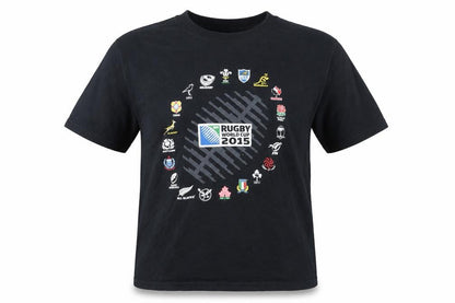 Rugby World Cup 2015 Boys Black  Cotton Basic T-Shirt Size S Round Neck  - Rugby World Cup 2015
