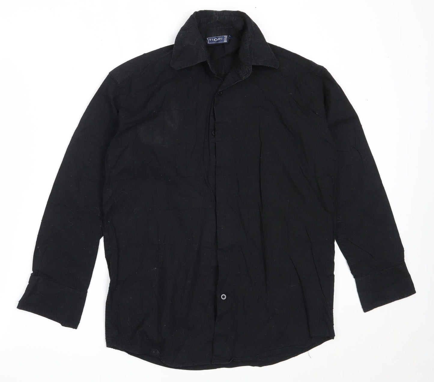 Fiori Mens Black  Cotton  Button-Up Size S Collared
