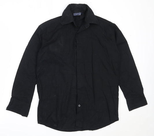 Fiori Mens Black  Cotton  Button-Up Size S Collared