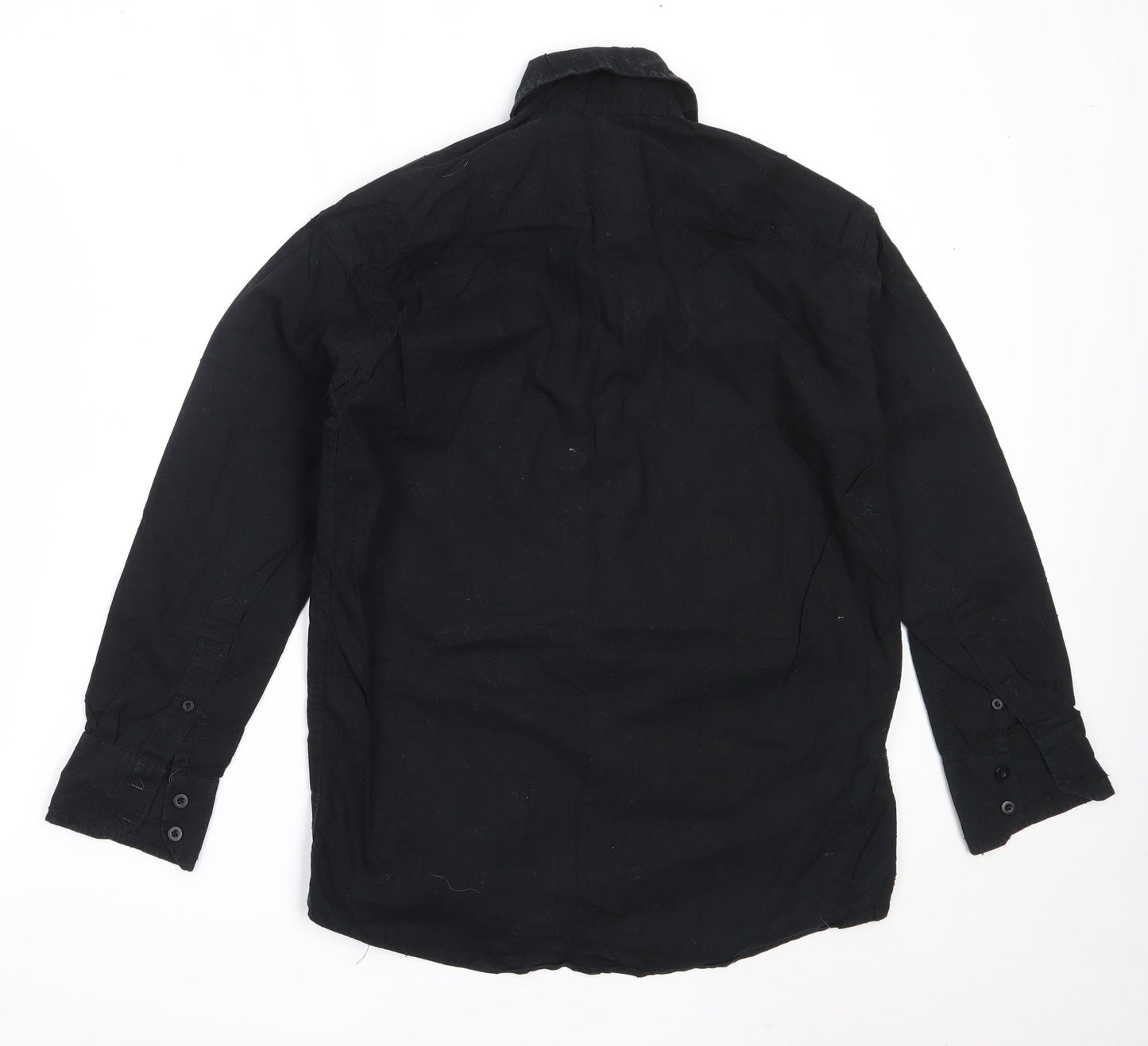 Fiori Mens Black  Cotton  Button-Up Size S Collared