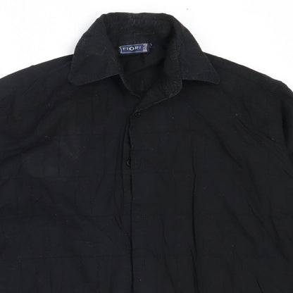 Fiori Mens Black  Cotton  Button-Up Size S Collared