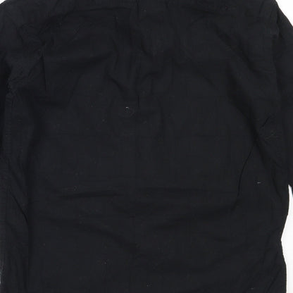 Fiori Mens Black  Cotton  Button-Up Size S Collared