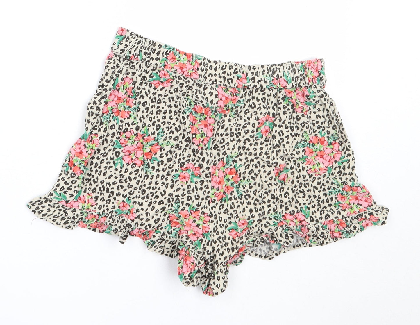 NEXT Girls Beige Animal Print Viscose Hot Pants Shorts Size 10 Years  Regular