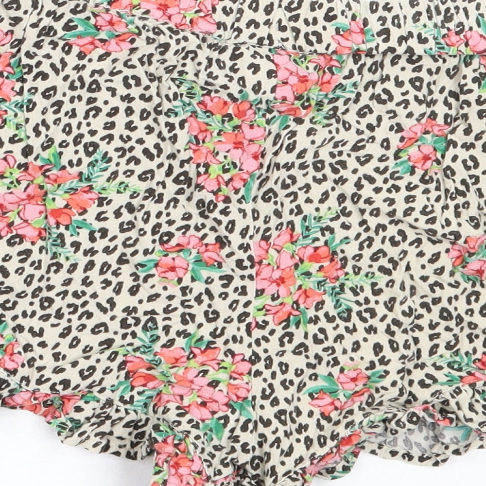 NEXT Girls Beige Animal Print Viscose Hot Pants Shorts Size 10 Years  Regular