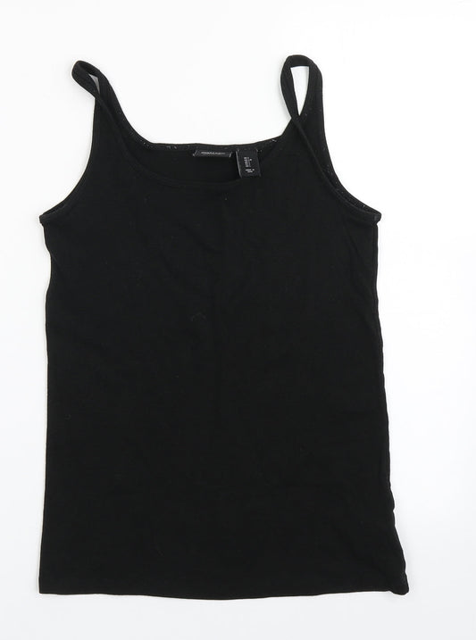 Jones & Co Womens Black  Cotton Basic Tank Size L Scoop Neck