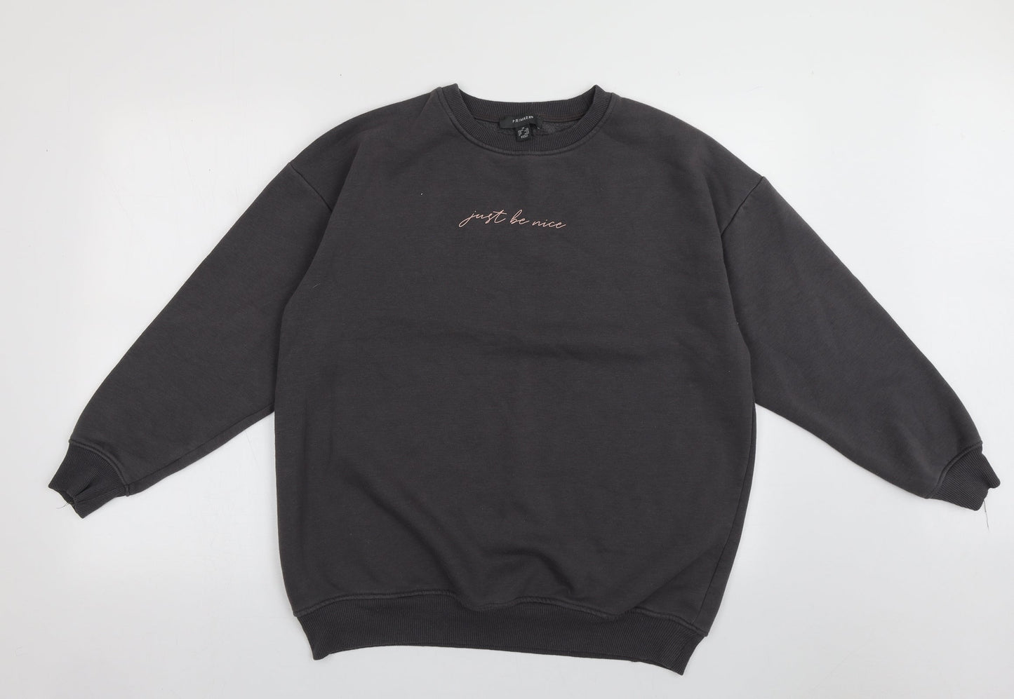 Primark Womens Grey  Cotton Pullover Sweatshirt Size XS  Pullover - just be nice