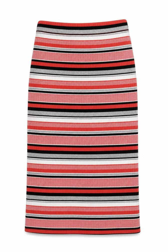 Matalan Womens Red Striped Polyester A-Line Skirt Size 8