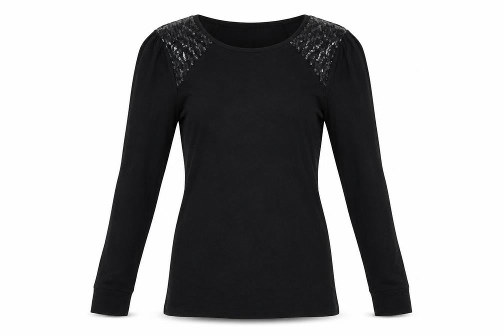 F&F Womens Black  Viscose Pullover Sweatshirt Size 10  Pullover - Sequin detail