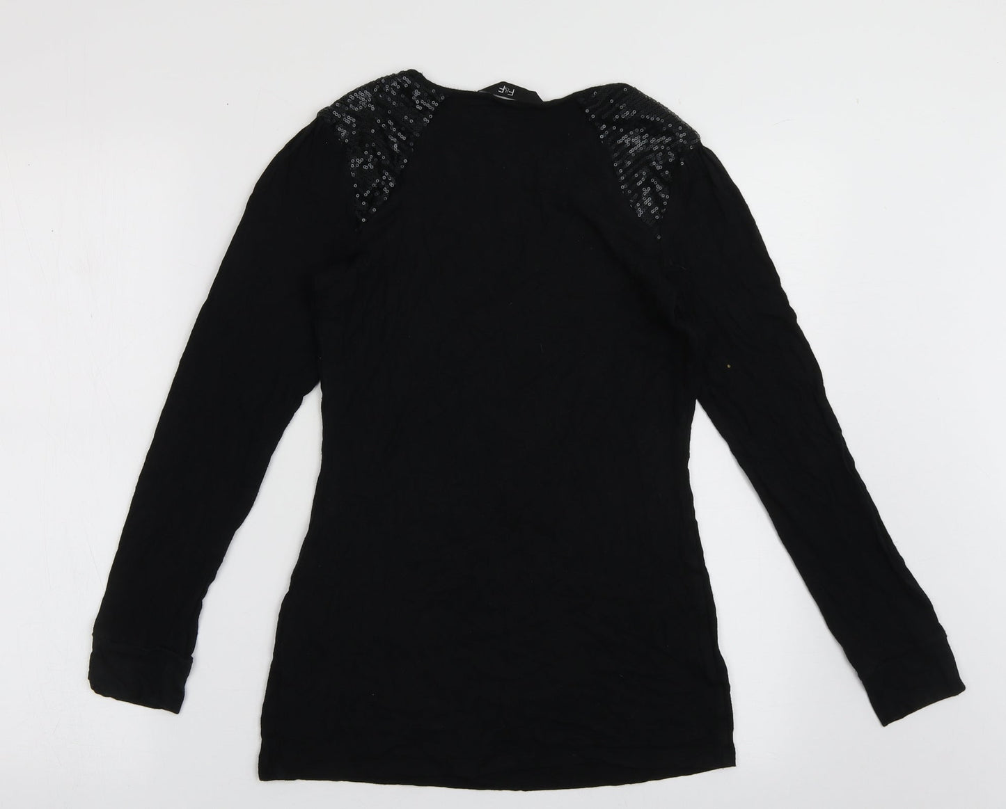 F&F Womens Black  Viscose Pullover Sweatshirt Size 10  Pullover - Sequin detail