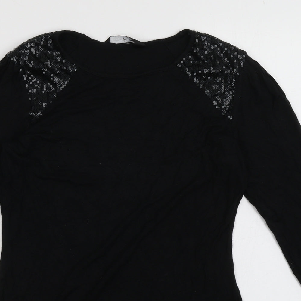 F&F Womens Black  Viscose Pullover Sweatshirt Size 10  Pullover - Sequin detail