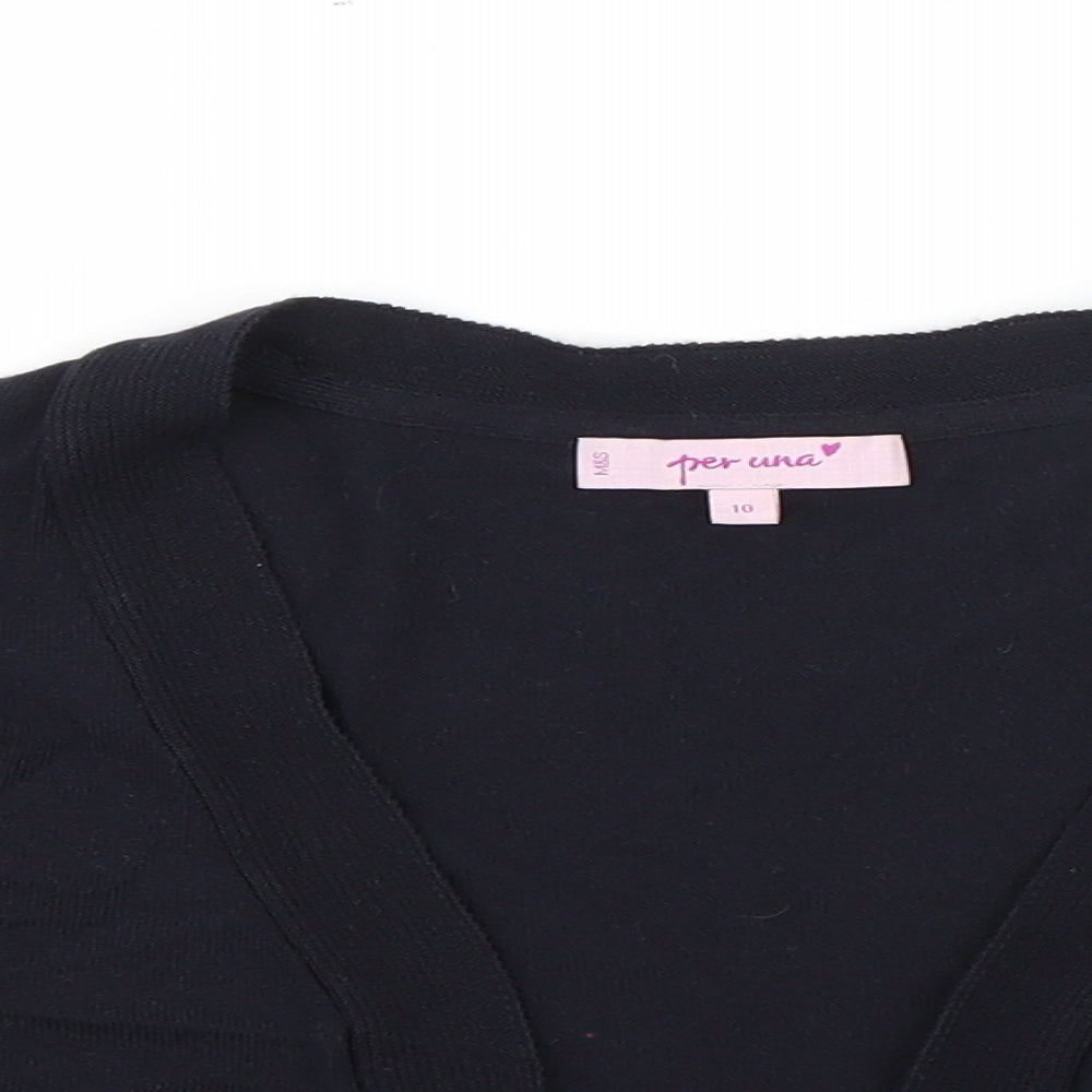 Per Una Womens Blue V-Neck  Viscose Cardigan Jumper Size 10