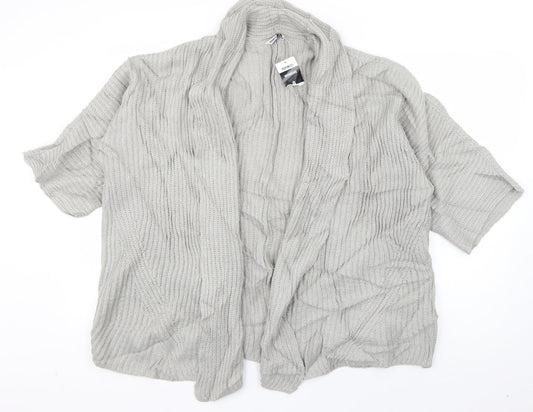 PEP & CO Womens Grey V-Neck  Acrylic Cardigan Jumper Size 8
