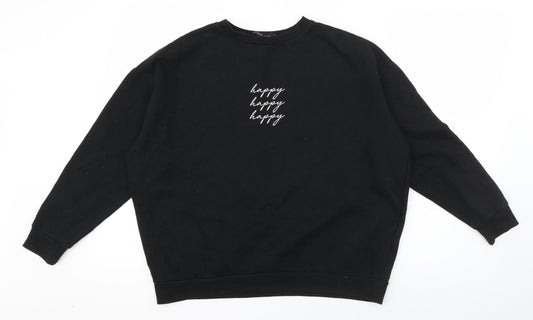 New Look Womens Black  Cotton Pullover Sweatshirt Size S  Pullover - Happy