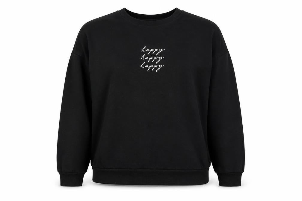 New Look Womens Black  Cotton Pullover Sweatshirt Size S  Pullover - Happy