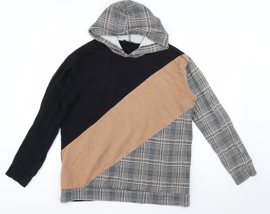 Select Womens Black Plaid Cotton Pullover Hoodie Size 10  Pullover