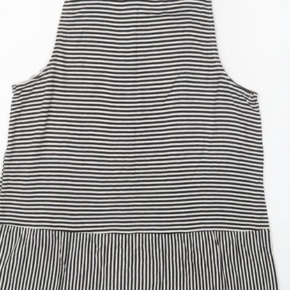Papaya Womens Black Striped Viscose Basic Tank Size 12 Crew Neck