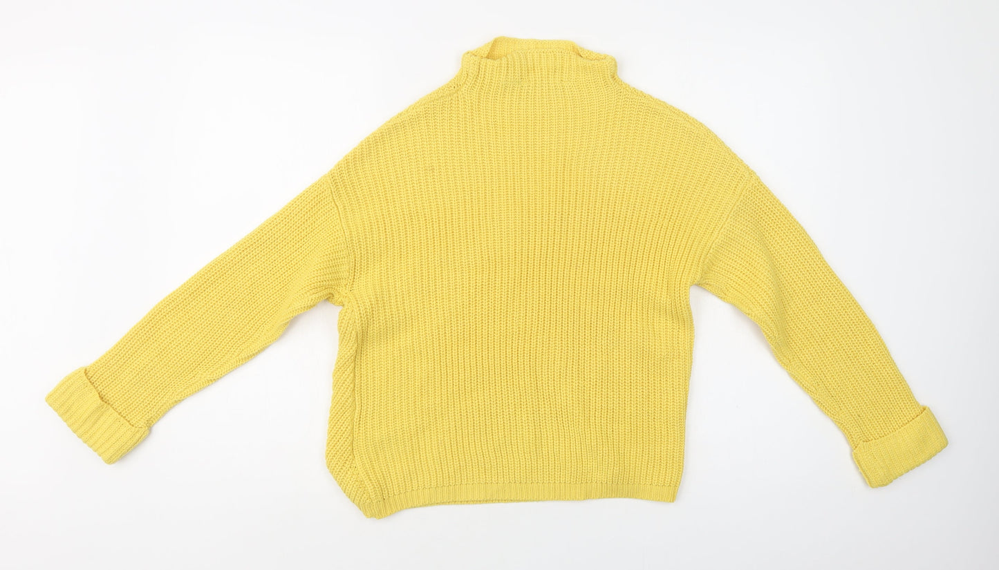 Dorothy Perkins Womens Yellow Mock Neck  Acrylic Pullover Jumper Size 8