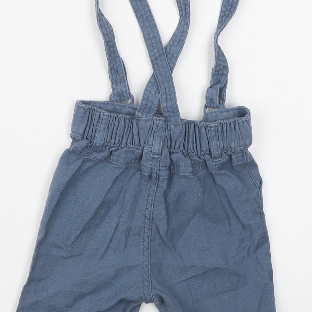 F&F Baby Blue  Cotton Cropped Trousers Size 12-18 Months  Button
