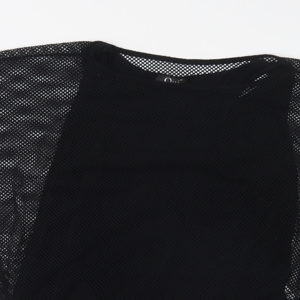 Oui Womens Black  Viscose Basic Blouse Size S Crew Neck