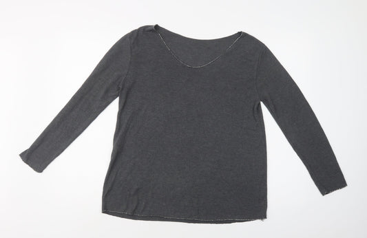 Preworn Womens Grey Round Neck  Viscose Pullover Jumper Size L   - Wings