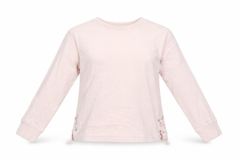 NEXT Girls Pink  Cotton Henley Sweatshirt Size 7 Years  Lace Up
